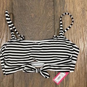 black and white striped bikini top